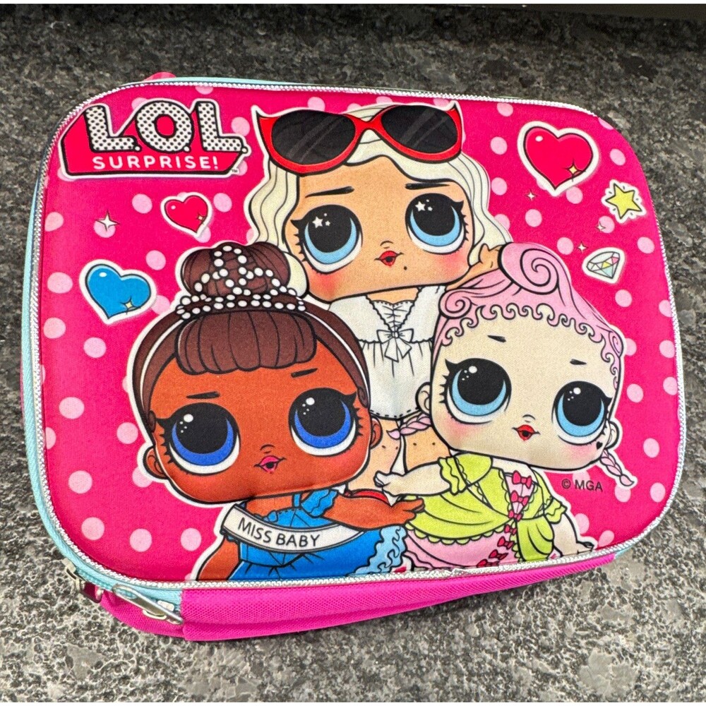 L.O.L. Surprise! 3D Insulated Lunch Box Zipper Handle Pink/Blue Miss Baby